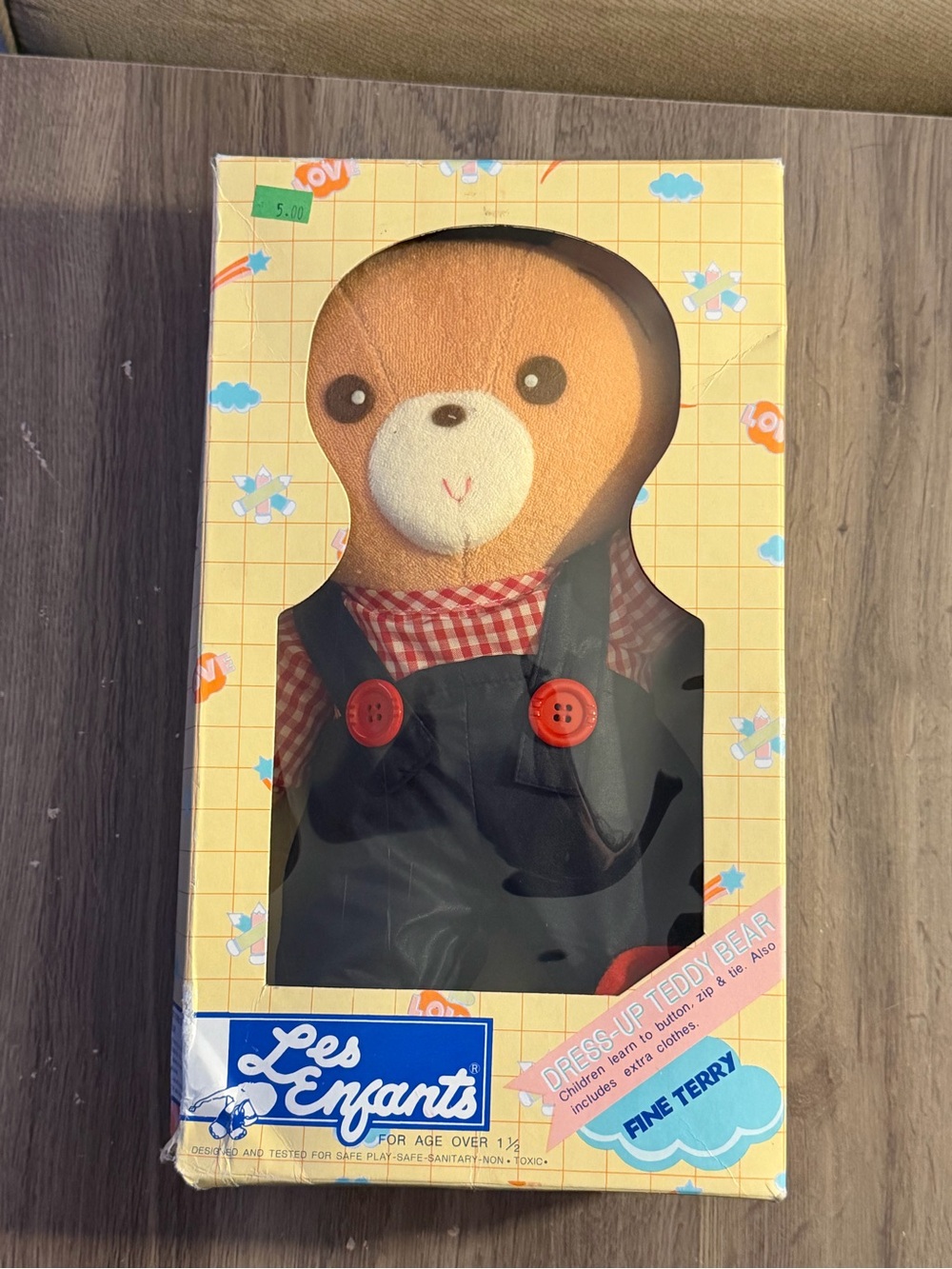 Orange Teddy Bear in Navy Overalls